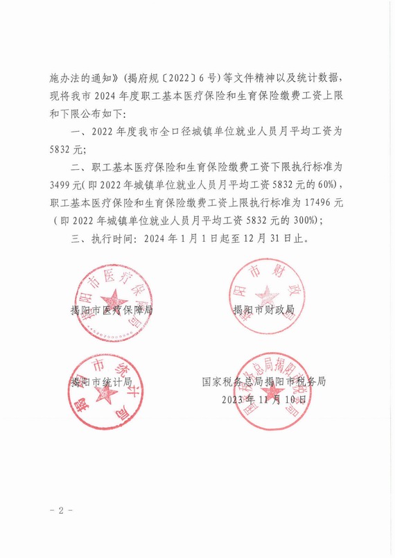 關於揭陽市2024年度社會保險繳費比例調整通知